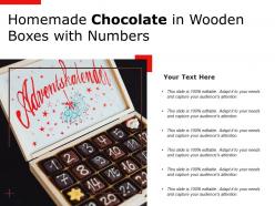 Homemade chocolate in wooden boxes with numbers