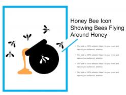 Honey bee icon showing bees flying around honey