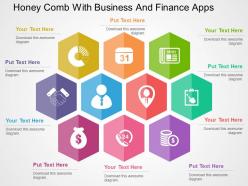 Honey comb with business and finance apps flat powerpoint design