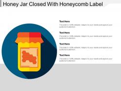Honey jar closed with honeycomb label