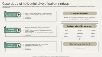 Horizontal And Vertical Business Case Study Of Horizontal Diversification Strategy Strategy SS V