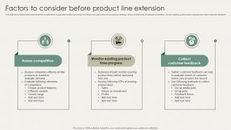 Horizontal And Vertical Business Factors To Consider Before Product Line Extension Strategy SS V