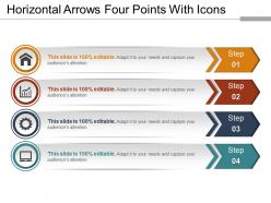 Horizontal arrows four points with icons