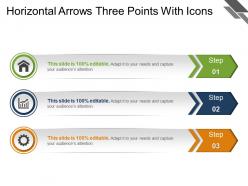 Horizontal arrows three points with icons