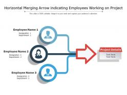 Horizontal merging arrow indicating employees working on project