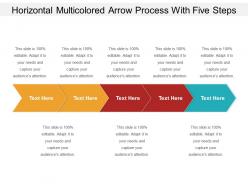 Horizontal multicolored arrow process with five steps