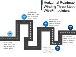 Horizontal roadmap winding three steps with pin pointers