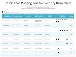Hoshin kanri planning schedule with key deliverables
