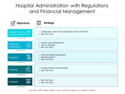 Hospital administration with regulations and financial management