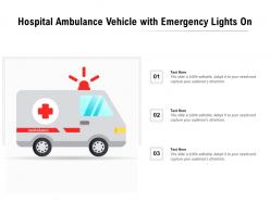Hospital ambulance vehicle with emergency lights on