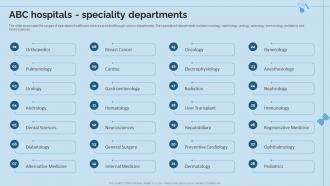 Hospital And Life Science Research Company Profile Abc Hospitals Speciality Departments