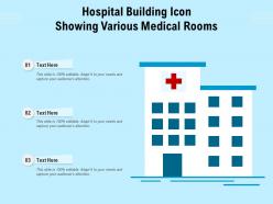 Hospital building icon showing various medical rooms