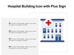 Hospital building icon with plus sign