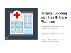 Hospital building with health care plus icon