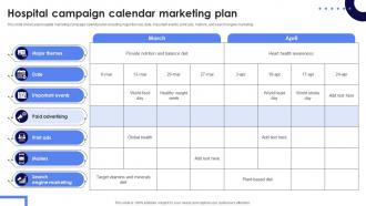 Hospital Campaign Calendar Marketing Plan