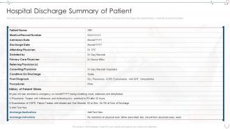 Hospital Discharge Summary Of Patient Database Management Healthcare Organizations