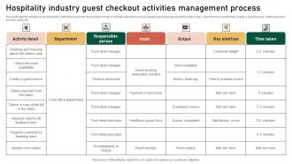 Hospitality Industry Guest Checkout Activities Management Process