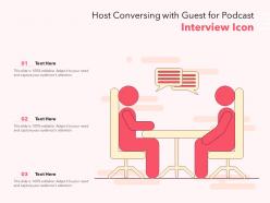 Host conversing with guest for podcast interview icon