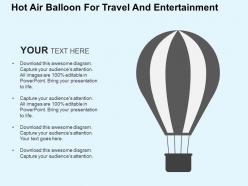 Hot air balloon for travel and entertainment flat powerpoint design
