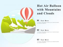 Hot air balloon with mountains and clouds
