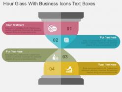 Hour glass with business icons text boxes flat powerpoint design