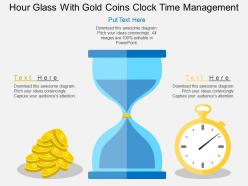 Hour glass with gold coins clock time management flat powerpoint design