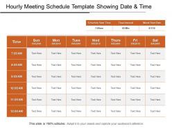 Hourly meeting schedule template showing date and time ppt design