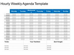 Hourly weekly agenda template powerpoint slide