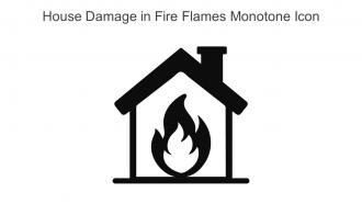 House Damage In Fire Flames Monotone Icon In Powerpoint Pptx Png And Editable Eps Format