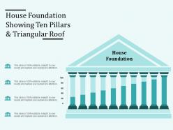 House foundation showing ten pillars and triangular roof
