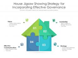 House jigsaw showing strategy for incorporating effective governance