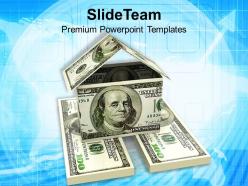 House made from 100 dollar bills powerpoint templates ppt themes and graphics