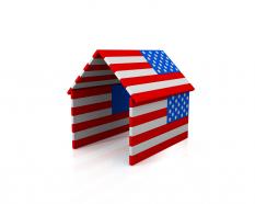 House made of us flag stock photo