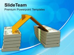House roof on stack of dollars powerpoint templates ppt themes and graphics 0113