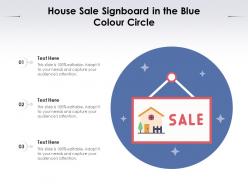House sale signboard in the blue colour circle