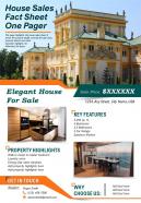 House Sales Fact Sheet One Pager Presentation Report Infographic PPT PDF Document