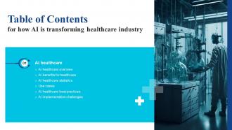 How Ai Is Transforming Healthcare Industry For Table Of Contents AI SS
