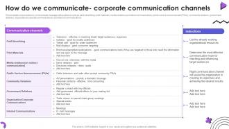 How Do We Communicate Corporate Communication Channels Event Communication