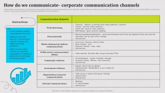 How Do We Communicate Corporate Communication Channels Public Relations Strategy SS V