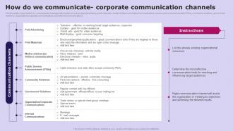 How Do We Communicate Corporate Social Media Communication Strategy SS V