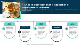 How Does Blockchain Enable Application Of Cryptocurrency In Finance Exploring The Role BCT SS