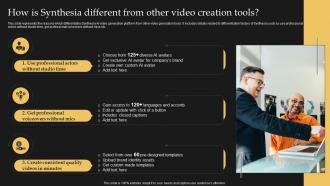 How Is Synthesia Different From Other Video Creation Tools Synthesia AI Text To Video AI SS V