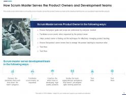 How scrum master serves the product owners and development teams scrum master roles