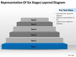 How to draw business process diagram representation of six stages layered powerpoint slides