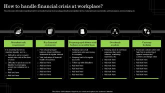 How To Handle Financial Crisis At Workplace Defense Plan To Protect Firm Assets