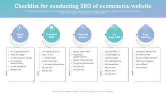How To Increase Ecommerce Website Checklist For Conducting Seo Of Ecommerce Website