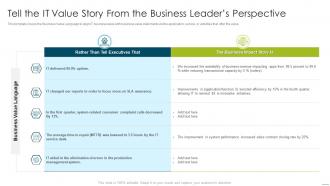 How to measure and improve the business value of it service tell the it value story from the business