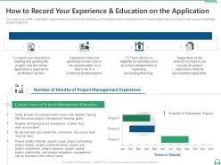 How To Record Your Experience And Education On The Application PMP Certification Training Project Managers It