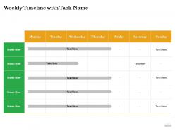 How to setup burger restaurant business weekly timeline with task name ppt powerpoint file skills