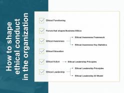 How to shape ethical conduct in the organization ethical functioning ppt powerpoint presentation file vector